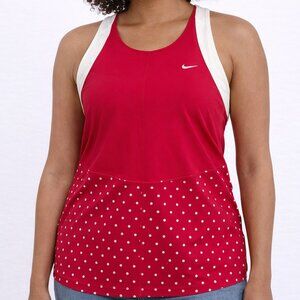 $65 Nike Dri-Fit Women’s Pink Polka Dot Active Tank Built-In Bra Racerback Large